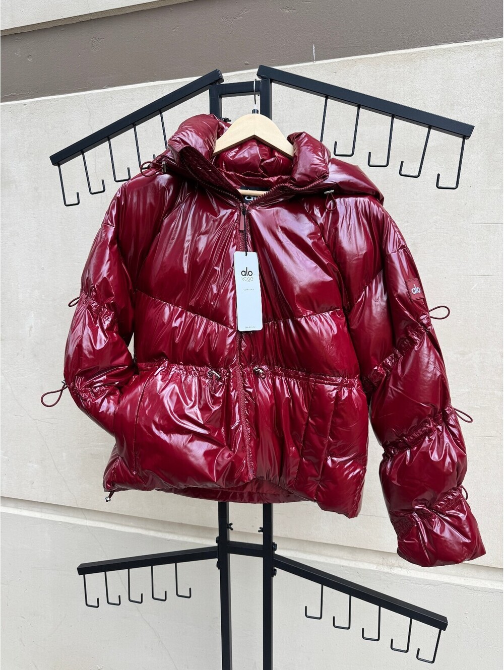 Alo Yoga cherry red puffer coat